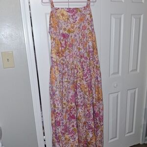 Free People Park Slope Floral Maxi Dress in Pink and Yellow
